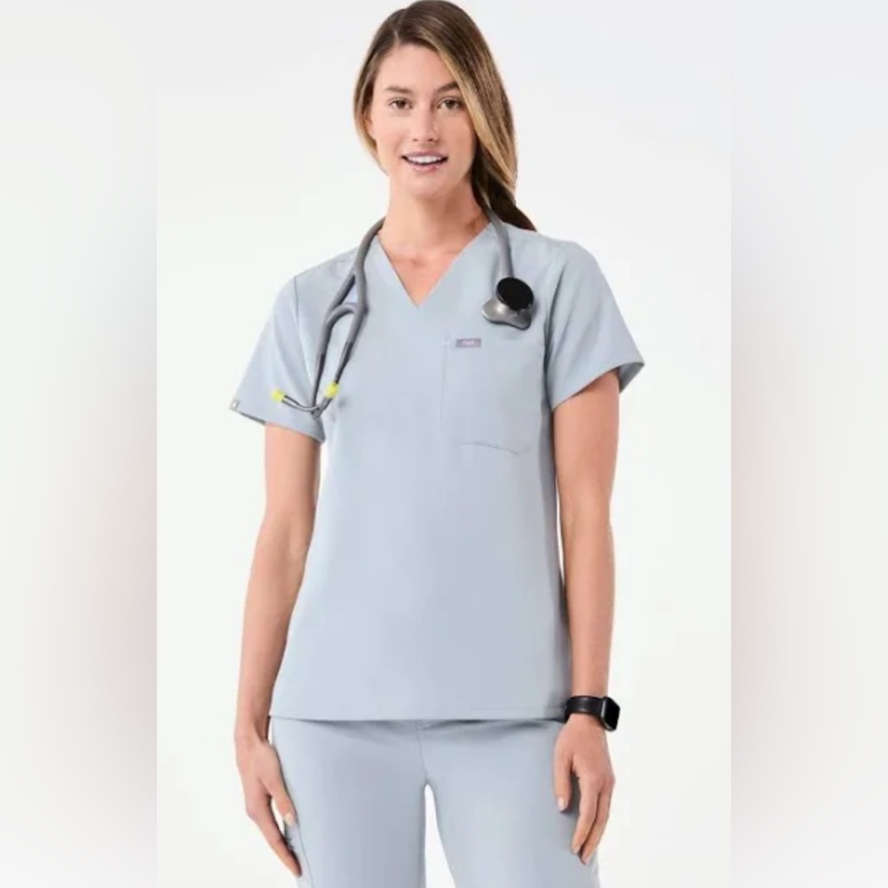 Figs Women's Light Gray Scrub Top